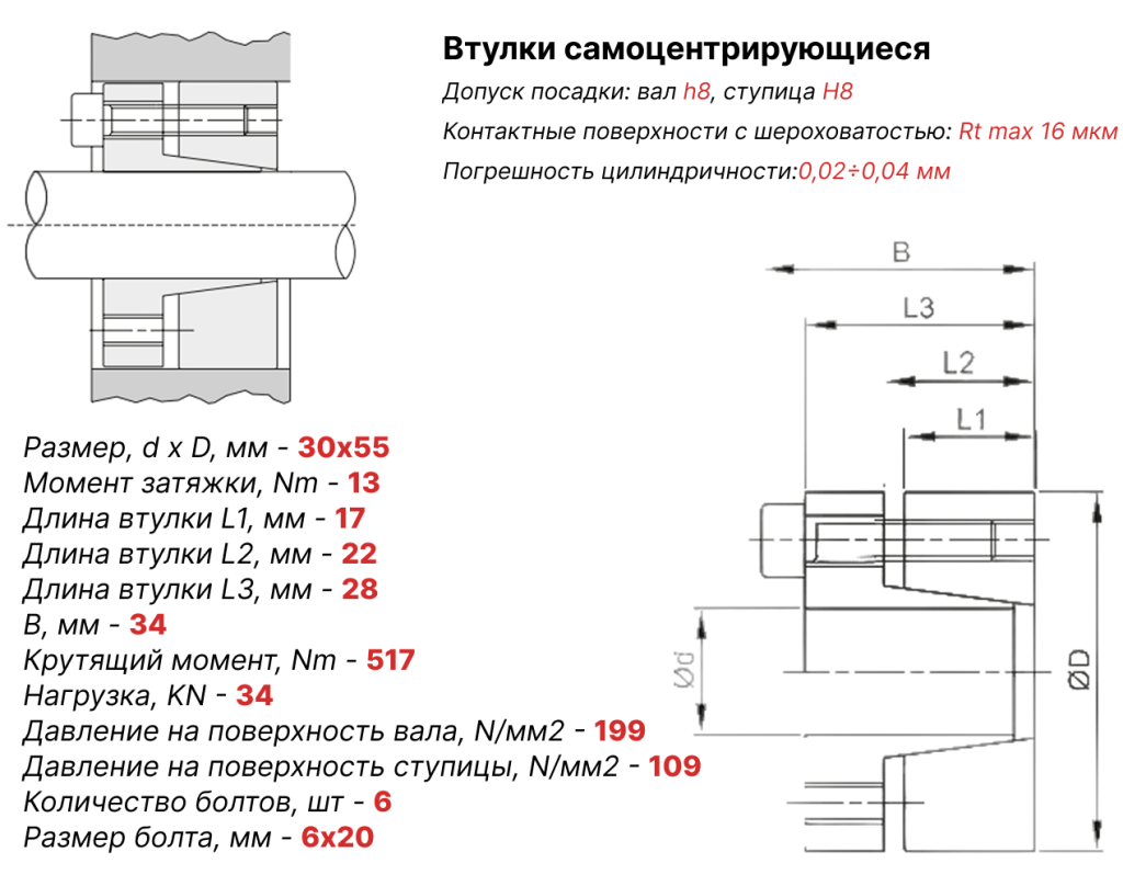 Чертеж втулка зажимная ВК13 30х55 Чертеж втулка зажимная ВК13 30х55